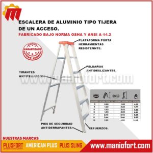 Escalera de aluminio tipo tijera de un acceso